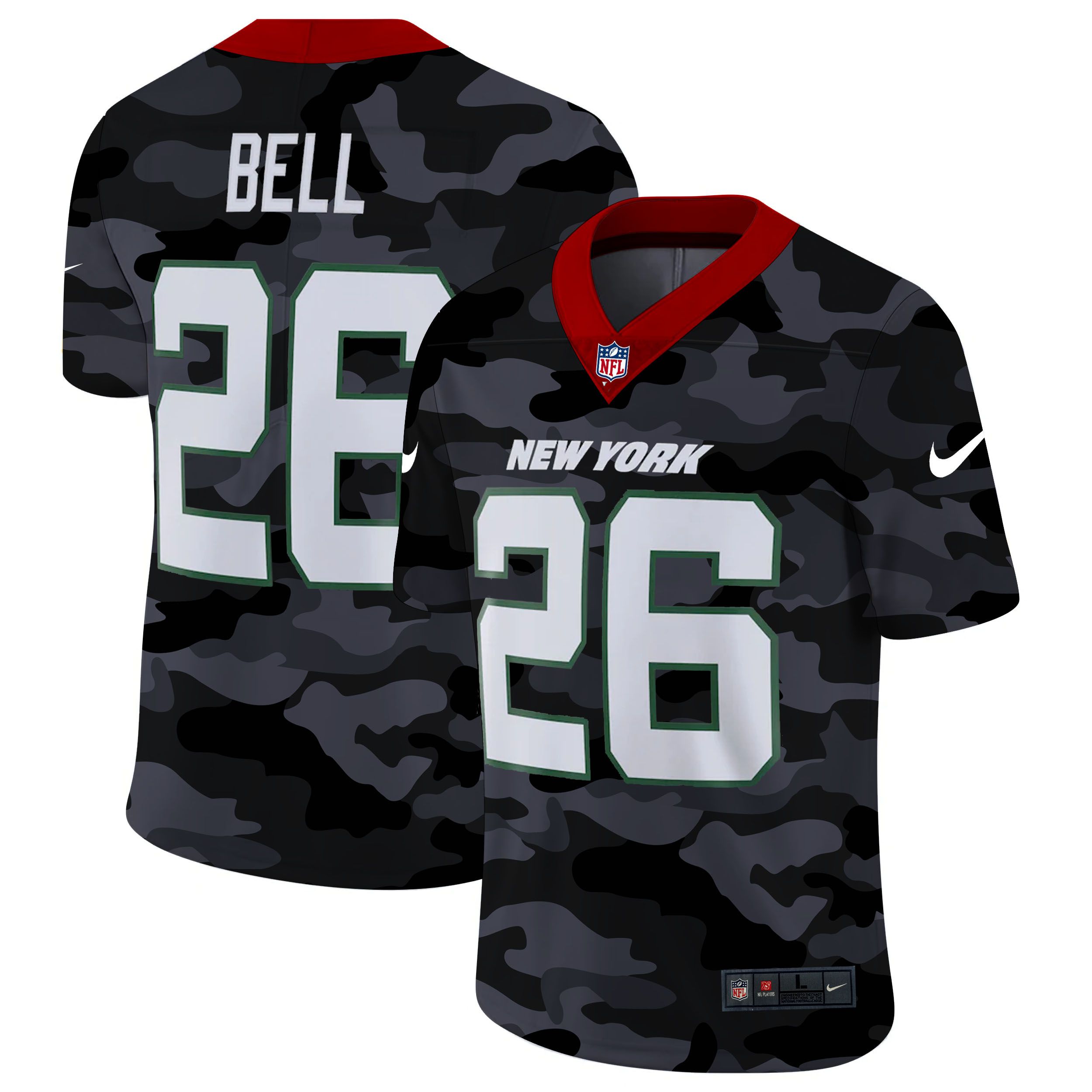 Men New York Jets 26 Bell 2020 Nike Camo Salute to Service Limited NFL Jerseys